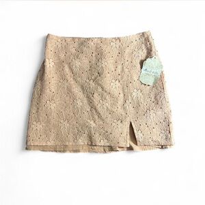 Altar'd State Peach Floral Eyelet Lace Mini Skirt